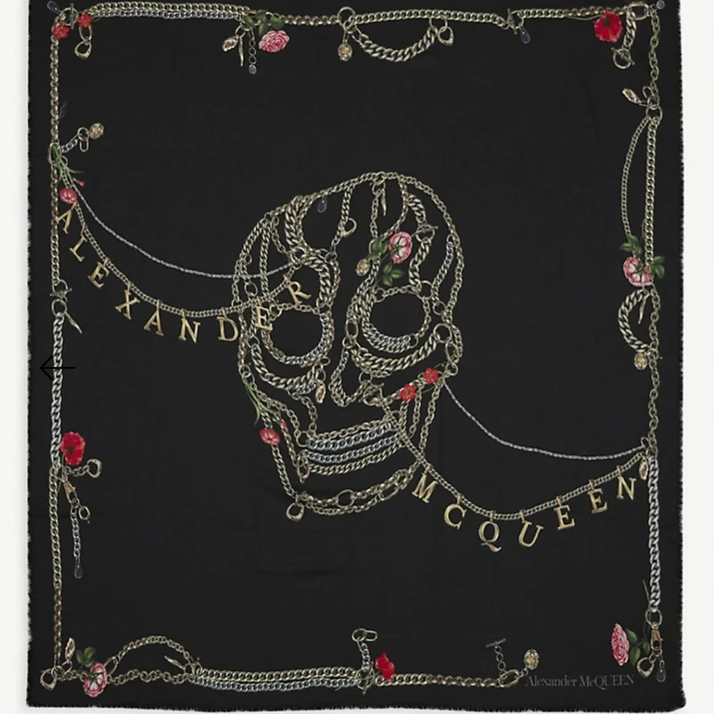 NWT Alexander McQueen Chain Skull Wool Large Scarf Black